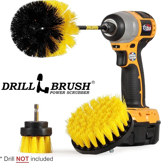 Medium Stiffness Power Scrubber Brush Set with Extension - Bathroom Scrubber Brushes - Scrub Brushes for Shower - Drill Scrub Brush Attachment - Tub Cleaner - Shower Door - Bathroom Mirror