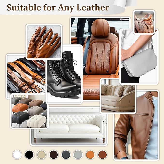 2025 New Advanced Leather Recoloring Balm,Medium Brown Leather Repair Kit for Furniture,Leather Dye Filler,Leather Color Restorer for Couches,Leather Scratch Remover for Car Interior