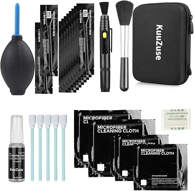 Professional DSLR Camera Cleaning Kit with APS-C Cleaning Swabs, Microfiber Cloths, Camera Cleaning Pen, for Camera Lens, Optical Lens and Digital SLR Cameras.