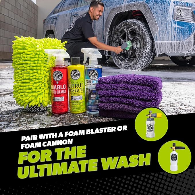 Chemical Guys Car Cleaning Kit - With Car Wash Soap, Wheel Cleaner, Total Interior, Car Wash Mitt - Interior and Exterior Wash Kit With Vehicle Cleaning and Detailing Accessories - 7 Item Kit