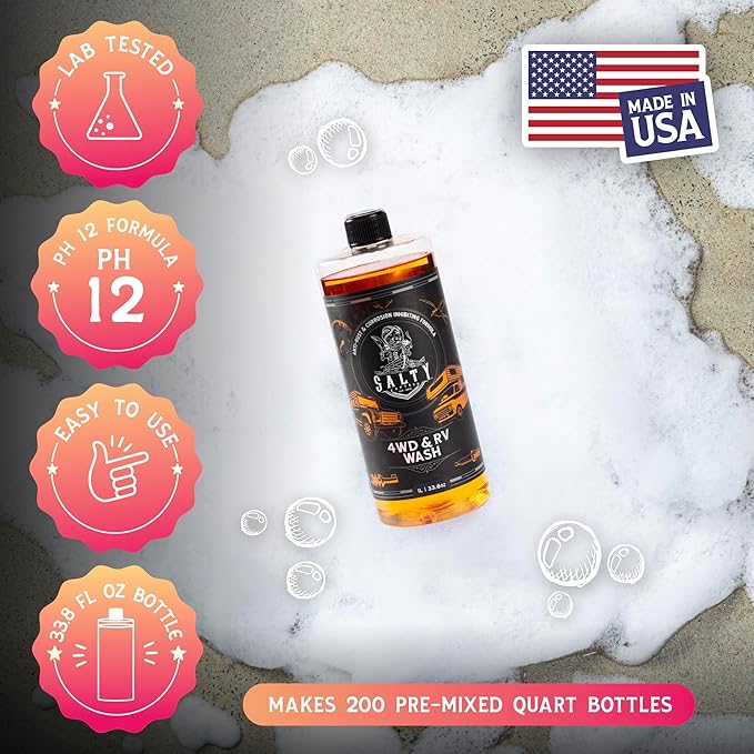 Salty Captain 4WD & RV Wash Detergent – Foaming Car Wash Soap for Foam Cannons, Foam Guns or Bucket Washes – Lab Tested Cleaner for Vehicles with Anti-Rust Protection & Safe on All Surfaces Formula