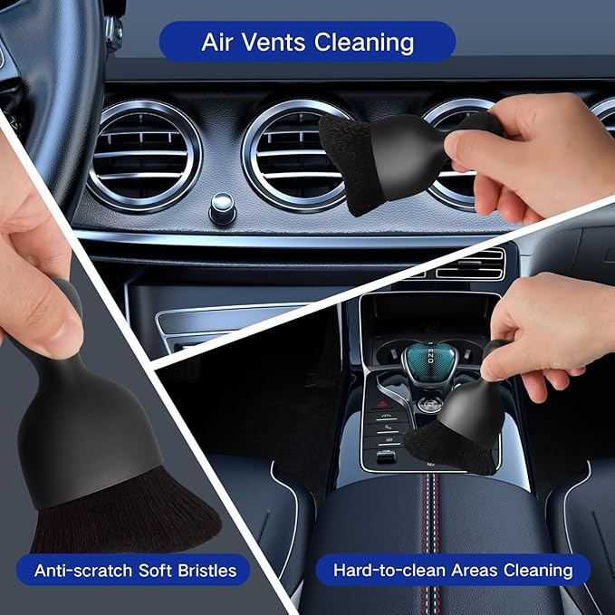 11pcs Windshield Cleaner Tool, Car Window Cleaning Wash Kit with 6 Reusable Microfiber Pads 2 Spray Bottles and Extendable Handles Auto Glass Wiper Kit, Blue