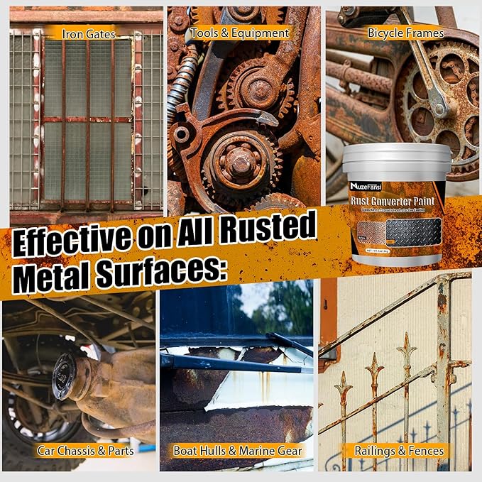 2-in-1 Rust Converter & Metal Primer, 101.5oz Black Rust Inhibitor Paint for Metal, Water-Based Rust Reformer & Corrosion Sealant, Heat Resistant Anti Rust Coating for Automotive, Marine, Farm, Tools
