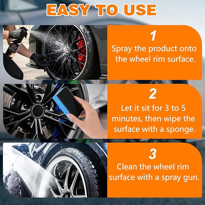 Rim & Wheel Cleaner Spray, Iron Rust & DUST Remover, Purple Color Changing Iron Remover, Rust for Most Wheel