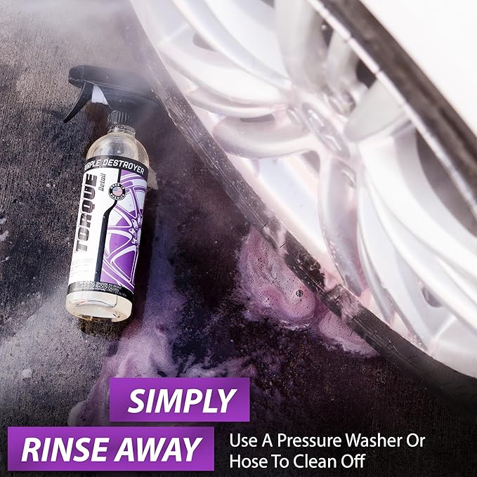 Torque Detail Purple Destroyer 16oz - Car Detailing & Wheel Cleaner Spray, Eliminate Brake Dust, Remove Iron From Rims & Wheels | Professional Strength Formula, Works On Chrome, Aluminum, Alloy & More