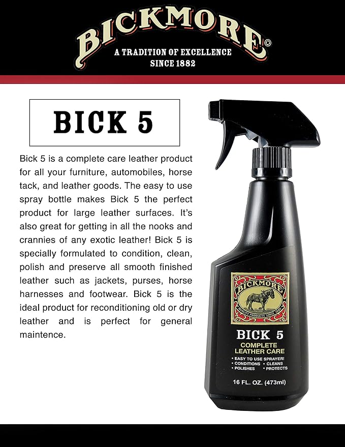 Bickmore Bick 5 Leather Cleaner & Conditioner 16oz Spray (2-Pack) Complete Leather Care