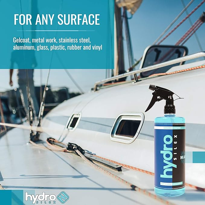 HydroSilex Marine Ceramic Spray Coating - Protective Spray Sealant with SIO2 for Boats, Yachts & Personal Watercraft - DIY UV Protectant Hydrophobic Boat Coating Provides 6 Months of Protection