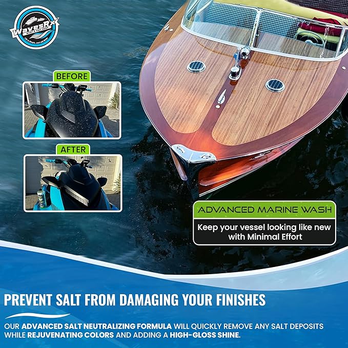 WAVESRX Salt Neutralizing Boat Soap & Jet Ski Wash with SiO2 Surface Protection (EpicWash+), Marine Grade Cleaner Removes Salt & Contaminants, Protective Ceramic Coating Prevents UV Damage
