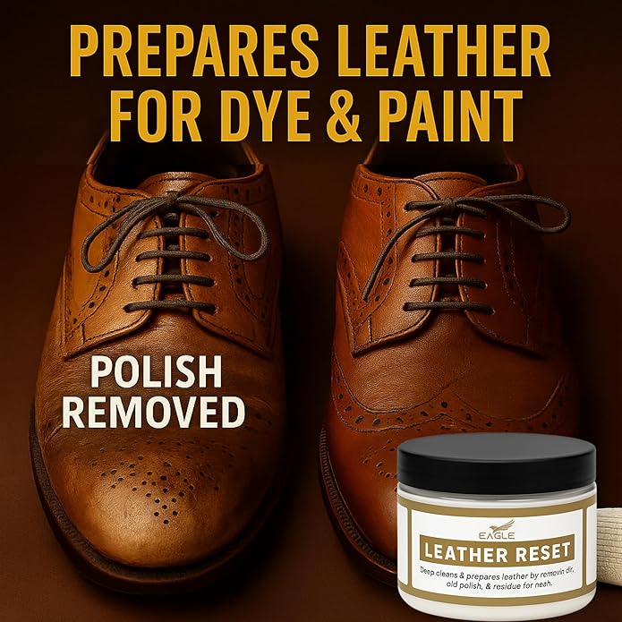 Leather Preparer & Deglazer – Heavy Duty Leather Reset Cream – Removes Finish, Wax, Dirt & Scuffs – Preps Leather for Dye, Paint, Polish & Conditioner – Safe on Leather, Vinyl & Rubber- Cloth Included