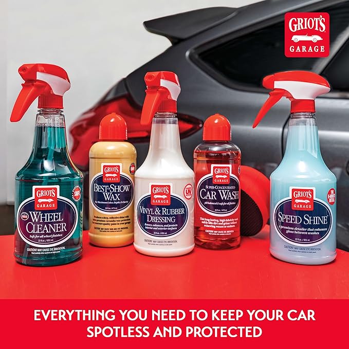 Griot's Garage Starter Car Care Kit, Vehicle Detailing Set, Includes Car Wash, Wax, Vehicle Detailer, Wheel Cleaner, Clay Bar, Vinyl and Rubber Dressing, 11131