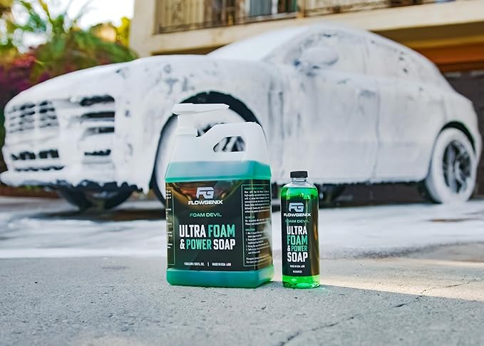 Ultra Foam & Power Foaming Car Wash Soap (16 oz) - Pressure Washer Foam Cannon Car Soap Shampoo - Made for Cars, Trucks, Motorcycles, RVs & More (Apple Scent) - Incl 2 Microfiber Towels