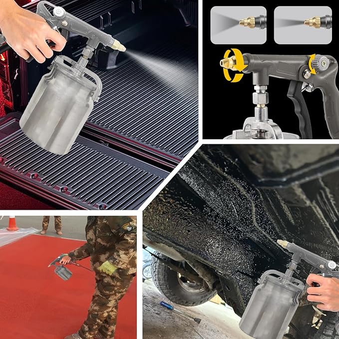 Undercoating Spray Gun with 33.82oz Aluminum Cup, 360° Spray Hose Woolwax Fluid Film Undercoating for Truck Bed Liner Powder Coating Spray Gun kit, Rubberized Undercoat, Car Rust Proofing