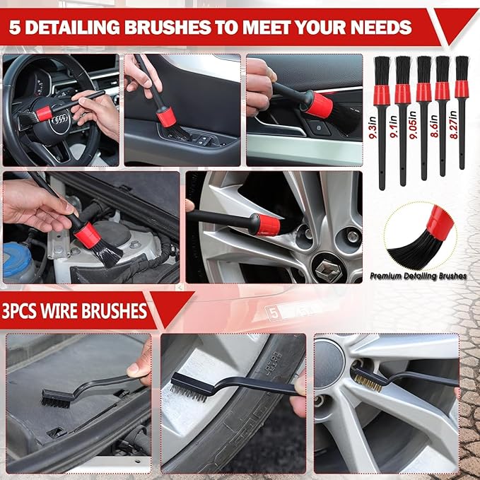 GASLIKE 63PCS Car Wash Cleaning Kit,Car Wash Brush with Long Handle,Car Detailing Kit with Foam Gun,Car Cleaning Supplies,Handheld Vacuum, Car Detailing Kit (63PCS)