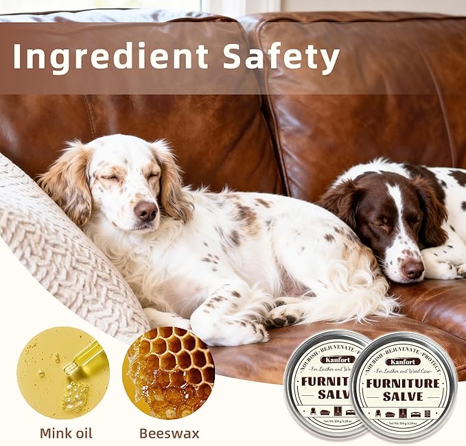 Leather Conditioner 2PCS, Leather Cleaner and Conditioner, Polisher, Moisturizer, and Restorer for Couches and Furniture, Protect Soften Leather Products