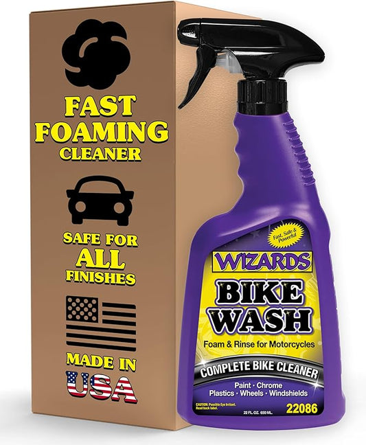 Wizards Bike Wash - Cleaner For Motorcycle Washing Kit- Quick Detailer for Bike with Bug Remover - For Your Motorcycle Accessories and Detail Kit - 22 oz