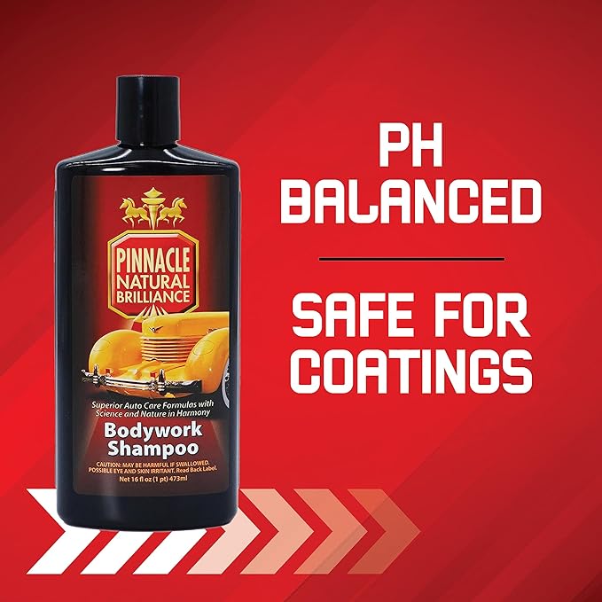 Pinnacle Bodywork Shampoo | Luxurious pH-Neutral Car Wash | Scratch-Free Formula with Long-Lasting Suds | High-Yield Concentrate for Gentle Cleaning | PIN-100 | 16 oz