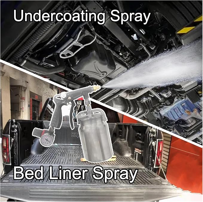 Undercoating Spray Gun with 33.82oz Aluminum Cup, 360° Spray Hose Woolwax Fluid Film Undercoating for Truck Bed Liner Powder Coating Spray Gun kit, Rubberized Undercoat, Car Rust Proofing