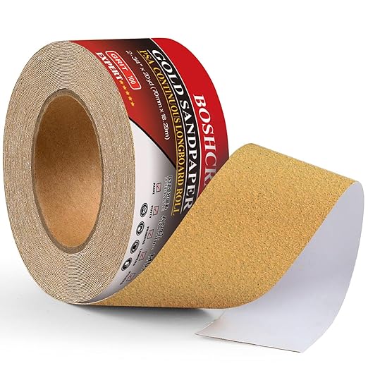 100 Grit PSA Longboard Sandpaper, 20-Yard Long Continuous Roll 2-3/4" Wide Self-Adhesive Sanding Paper for Auto Body Woodworking Metalworking