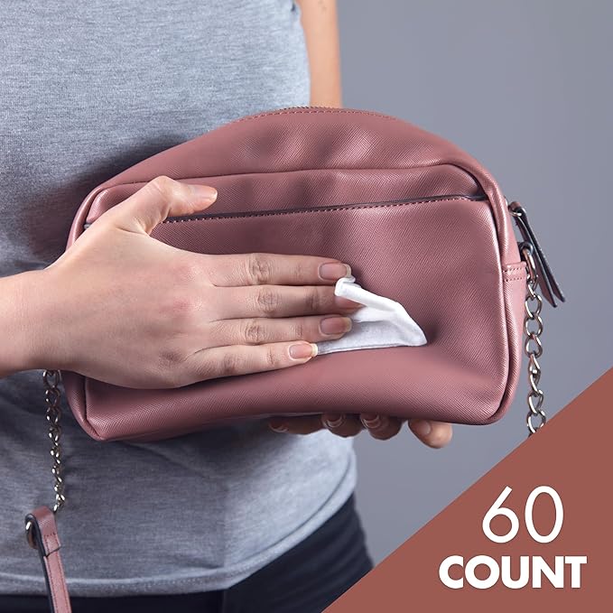 Swanky Leather Wipes - Leather Cleaner and Conditioner for Purses, Shoes, Furniture Polish & Car Seats, Prevents Fading & Cracking, Restores Softness & Shine - Soft Wipes, 60 Count