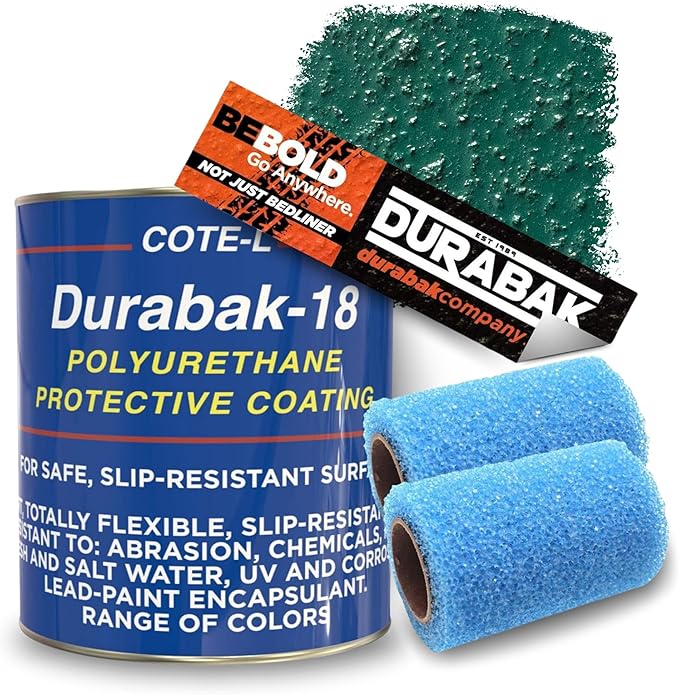 Durabak 18 Bed Liner KIT - Roll On Paint Coating | DIY Coat for Bedliner, Undercoating, Auto Body, Automotive Rust Proofing, Boat Repair | Textured Finish 16 Detailing Colors (Gallon, Forest Green)