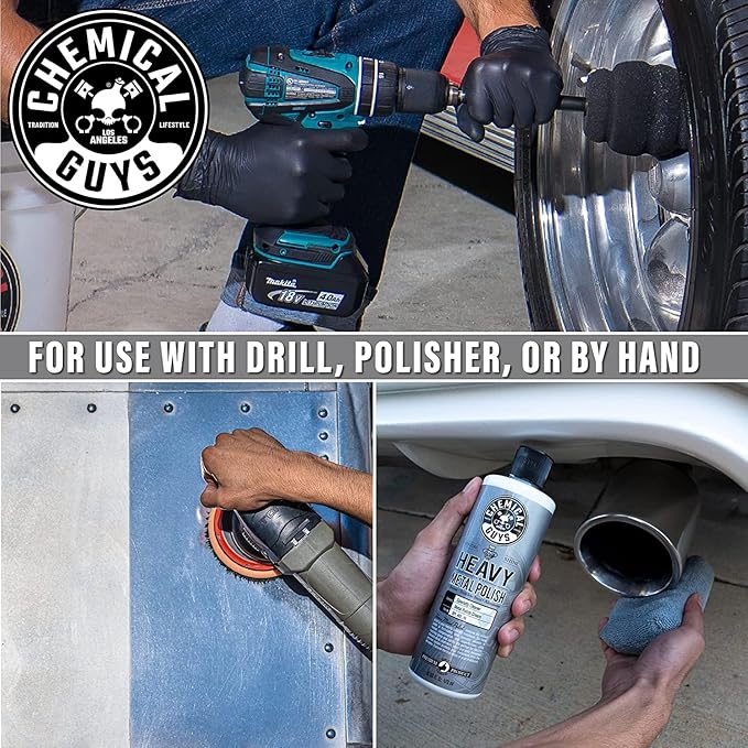 Chemical Guys Light & Heavy Metal Polish Kit - Restore, Protect & Shine All Metal Surfaces, Removes Oxidation, Rust & Tarnish from Chrome, Aluminum, Stainless Steel & More, Includes 2 x 16 oz Bottles