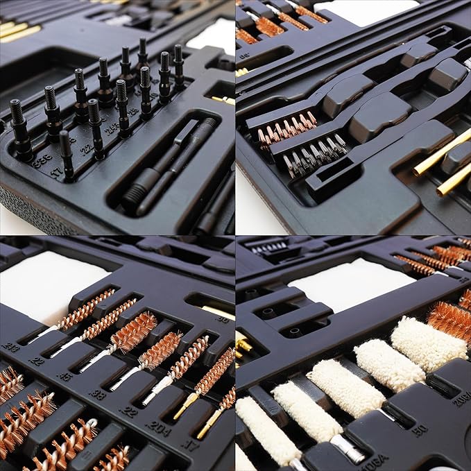 BESTNULE Upgrade Brass Universal Gun Cleaning Kit for Rifles, Pistols,Handguns, Shotguns, Gun Cleaning Kits for All Guns, Gun Cleaning Supplies with Brass Rods and Portable Case