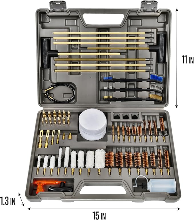 GLORYFIRE Elite Gun Cleaning Kit, Handgun Shotgun Pistol Universal Cleaning Kit with All Brass High-end Brushes, Jags, Reinforced and Lengthened Rods