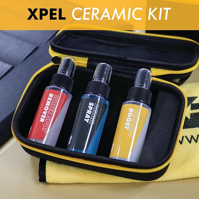 XPEL 3-Pack Ceramic Coating Maintenance Kit – for Paint, PPF & Glass | Ceramic Boost, Waterless Detail Spray, Water Spot Remover & Premium Microfiber Towel in Branded Case