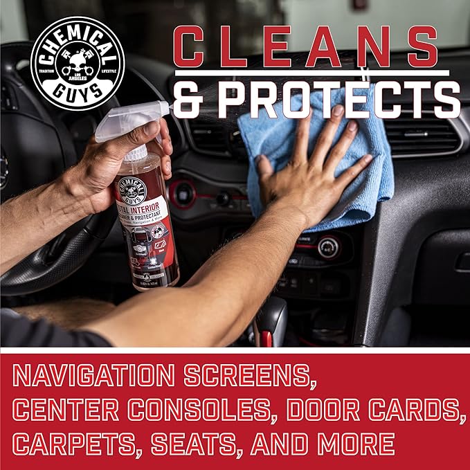 Chemical Guys Total Interior Cleaner & Protectant 128 oz Black Cherry Scent All-in-One Interior Cleaner for Leather, Vinyl, Plastic, Glass, Carpet & More Residue-Free Finish