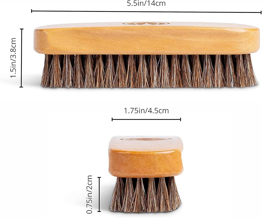 Horse Hair Brush Kit - Ideal for Boot or Shoe Brushes - Soft Non-Scratching Horsehair Bristles - Comfy Hard Wood Handle for Cleaning, Polishing, Shining Leather Boots or Shoes