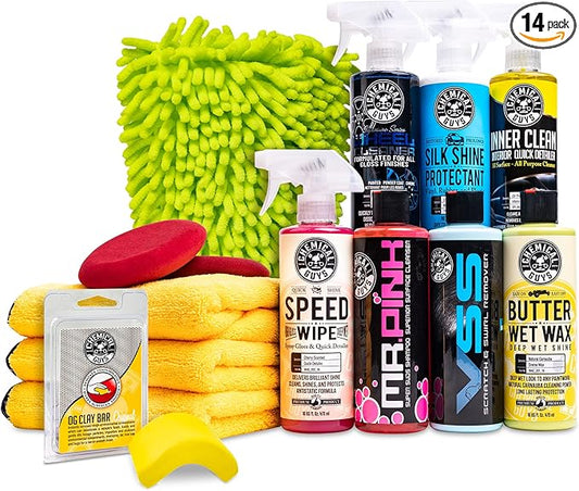 Chemical Guys HOL123 Car Cleaning Kit for Interior & Exterior, 14 Items Including (7) 16 oz Chemicals