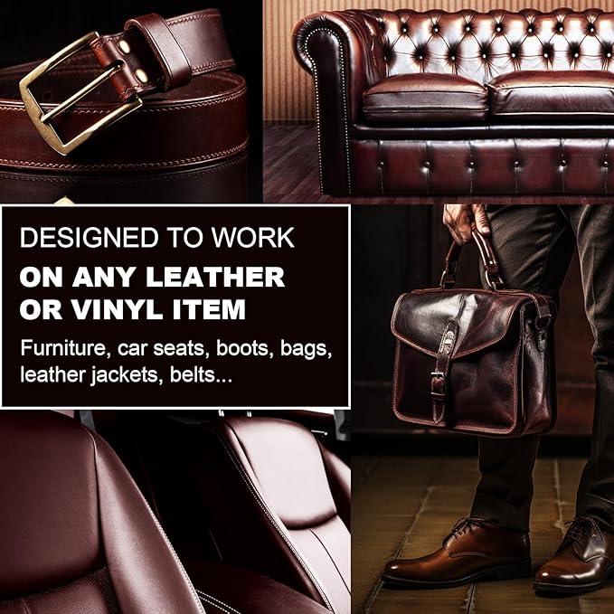 12oz Leather Recoloring Balm & 3.4oz Mink Oil Leather Conditioner kit,Medium Brown Leather Color Repair Kits for Couches, Leather Couch Paint Scratch Repair for Furniture Car Sofa Shoes Leather Dye