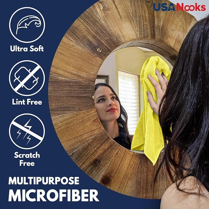 USANOOKS Microfiber Cleaning Cloth Yellow - 12 Pcs 12.5"x12.5" - High Performance - 1200 Washes, Ultra Absorbent Towels Weave Grime & Liquid for Streak-Free Mirror Shine - Car Washing Cloth