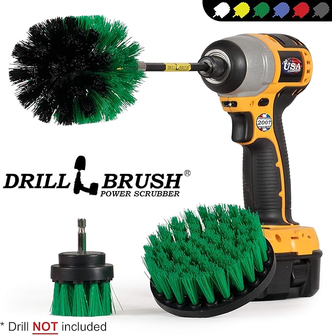 Drill Brush Household Cleaners - Kitchen Cleaning Supplies - Oven Scrub Brush - Stove Top Cleaner Kit - Countertop Cleaning Tools - Sink Pots and Pans Stain Scrubber - Frying Pan Grease Scrubber Kit