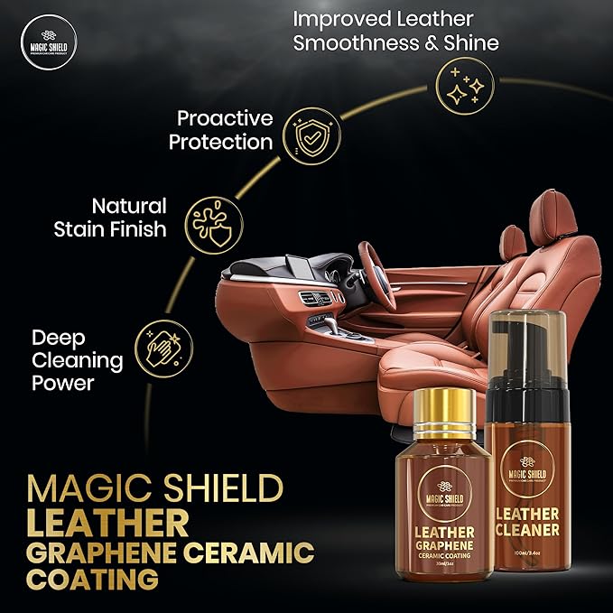 Graphene Leather Care Coating- Lasts 5 Years+ in Real World - Advance SiO2 Protection, UV & Water Resistant, Perfect for Cars, Motorcycles, Marine, RVs, Furniture and Shoes