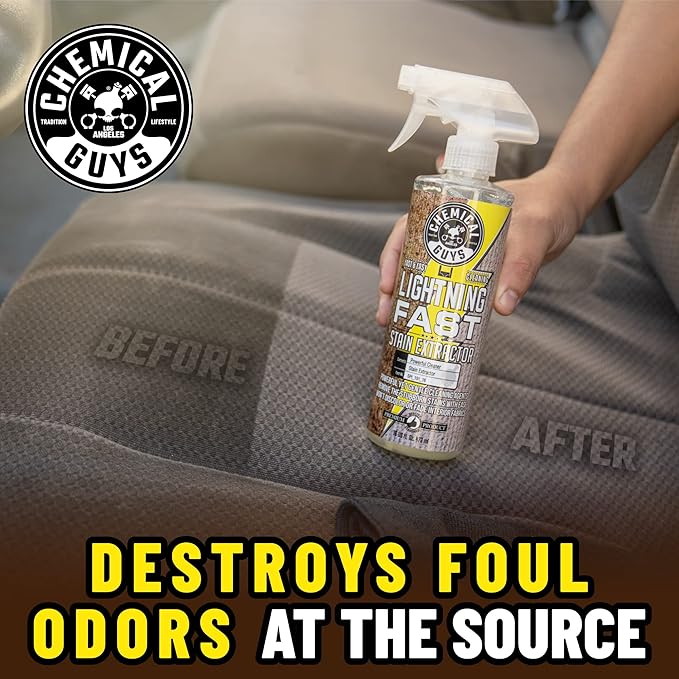 Chemical Guys Lightning Fast Carpet and Upholstery Stain Extractor - Carpet Cleaner, Safe for Fabric, Upholstery, Cars, Home, Office, Furniture, and More, Fresh Scent - 128 oz