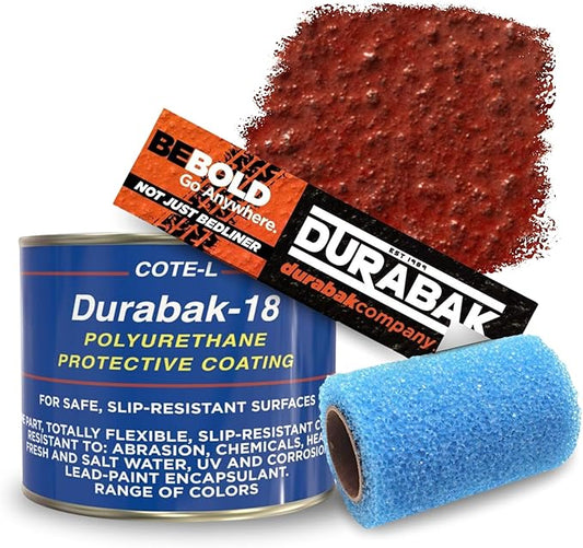 Durabak 18 Bed Liner KIT - Roll On Paint Coating | DIY Coat for Bedliner, Undercoating, Auto Body, Automotive Rust Proofing, Boat Repair | Textured Finish 16 Detailing Colors (Quart, Brick Red)