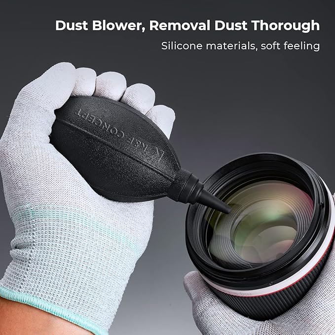 K&F CONCEPT 9-in-1 Camera Lens Cleaning Kit for DSLR Camera Lens Filter Cell Phones with Air Blowing, Vacuum Cleaning Cloth*6, 15ml Cleaning Cloths Liquid, Lens Cleaning Pen