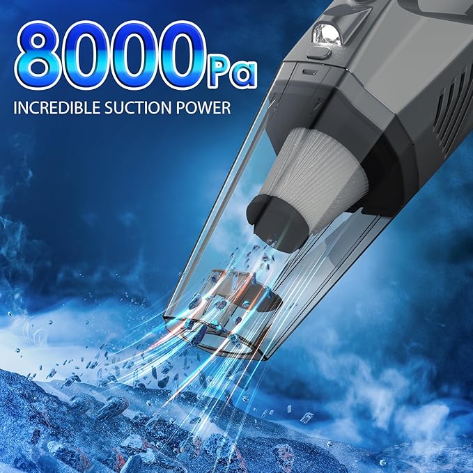 THINKWORK Car Cleaning Kit, Car Detailing Kit Interior Cleaner with High Power Handheld Vacuum, 10Pcs Detailing Brush and Storage Bag, Gray Auto Interior Cleaning Kit for Men