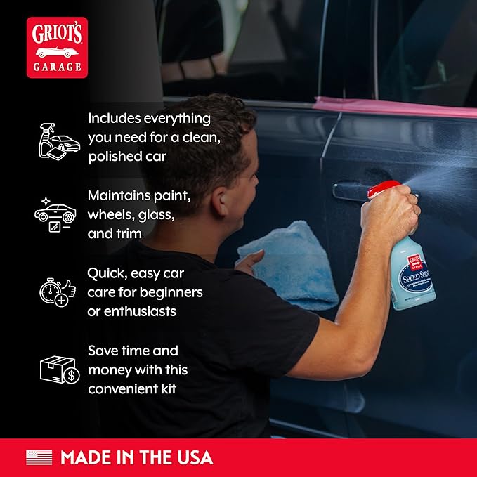 Griot's Garage Starter Car Care Kit, Vehicle Detailing Set, Includes Car Wash, Wax, Vehicle Detailer, Wheel Cleaner, Clay Bar, Vinyl and Rubber Dressing, 11131