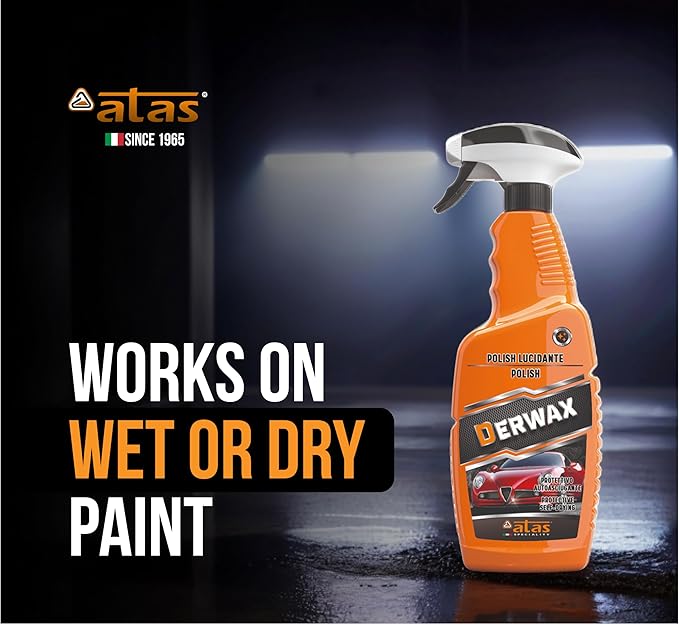 DERWAX Spray Car Wax Polish (25.4 fl oz) – Quick Detailer Spray Wax for Cars, Polymer Car Wax Spray for Paint & Plastic, No Streaks, Made in Italy