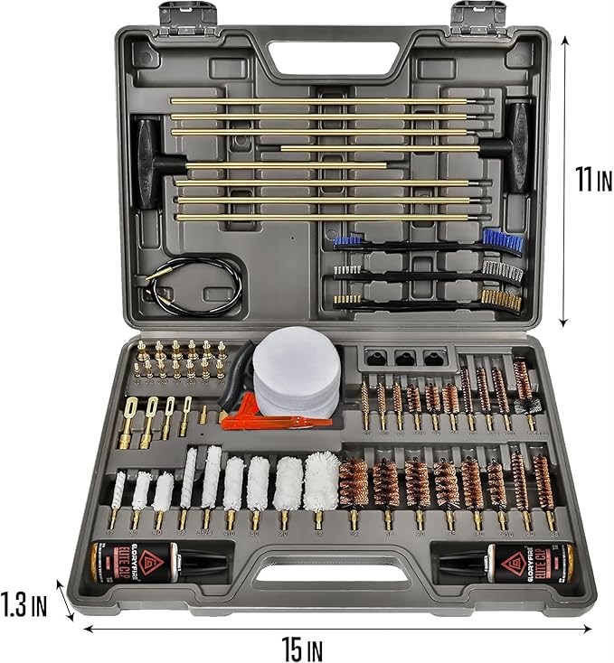 GLORYFIRE Elite Gun Cleaning Kit, Handgun Shotgun Pistol Universal Cleaning Kit with All Brass High-end Brushes, Jags, Reinforced and Lengthened Rods