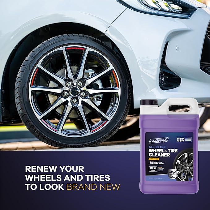 Wheel Cleaner (1 Gallon) - Non Acid Rim Cleaner - All in One Wheel and Tire Cleaner for Car Detailing - Made in USA Tire Cleaner Spray - Removes Brake Dust, Oil, Dirt, Light Corrosion