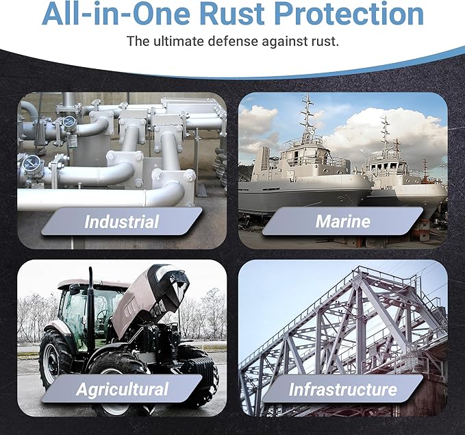 RUST BULLET Industrial - Metallic Gray - 5 Gallon - Low VOC - Rust Preventative Coating for Industrial, Marine, Home & Farm Projects, UV Resistant, Durable Finish