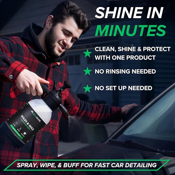 Waterless Car Wash Kit | Super Concentrated Rinseless Car Wash And Wax Formula With Non Foaming Detail Sprayer For Fast Car Detailing | Makes 16 Gal Of Ready To Use Waterless Wash And Wax