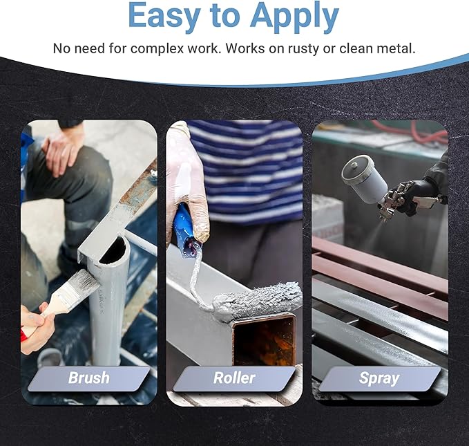 RUST BULLET Industrial - Metallic Gray - 5 Gallon - Low VOC - Rust Preventative Coating for Industrial, Marine, Home & Farm Projects, UV Resistant, Durable Finish