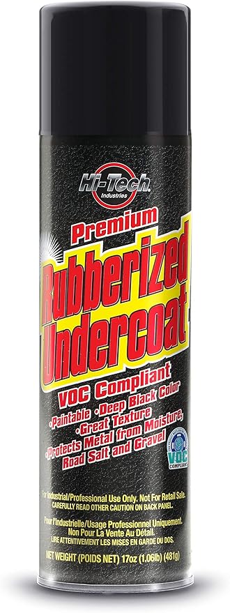 Hi-Tech Premium Rubberized Undercoat Spray – Rust Prevention, Moisture & Gravel Resistant – Paintable, Deep Black Finish – 19.4 oz Aerosol – VOC Compliant