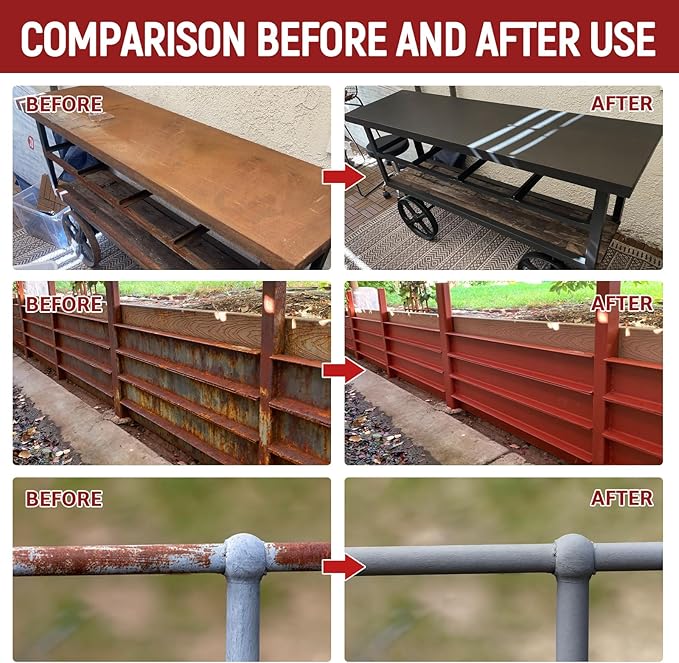 YOA Metal Rust Protective Paint, Matte Red 32oz. Suitable For Metal, Trailer And Truck Frames, Cargo Boxes, Car Chassis, Boats, Etc. Ultra Powerful Rust Remover, Inhibitor, Converter