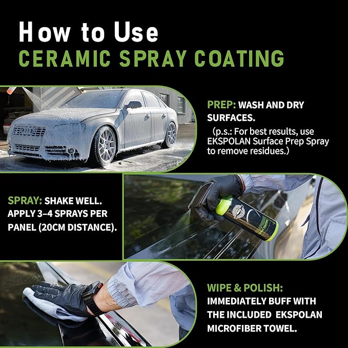 Graphene Spray Coating(16.9 Oz.) - UV Ceramic Coating for Cars -3-in-1Next Gen Car Wax Spray for Cars for Incredibly Slick, Glossy Finish- Waterless Wash & Wax (Green-500ml)