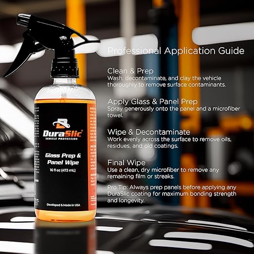 Glass Prep & Panel Wipe 16oz – Professional-Grade Surface Preparation Spray for Ceramic Coatings, Removes Oils & Residue, Streak-Free Finish, Made in USA